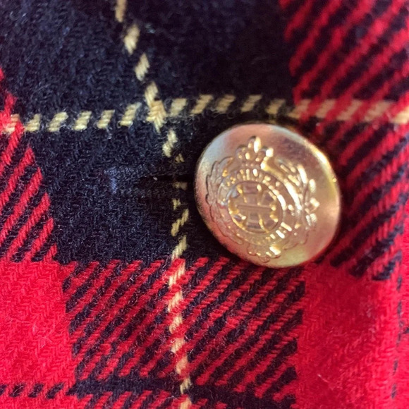 Pendleton sz 12 large Wallace plaid wool blazer red black yellow tartan vintage - Picture 5 of 10